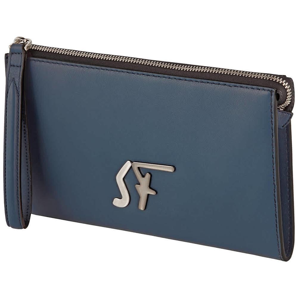 

Ferragamo Salvatore Ferragamo Logo 723815 Blue Document Holder Black