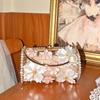 Metal Diamond-encrusted Flower Pearl Vegetable Basket Bag Dinner Diamond Light Luxury Bucket Hand-held Cylinder Messenger Bag