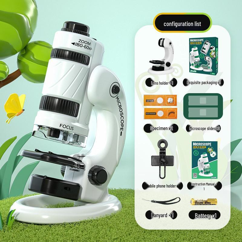 Portable Kids' Microscope Science Kit - Educational Toy for Primary & Middle School Students, Perfect Gift for Boys & Girls