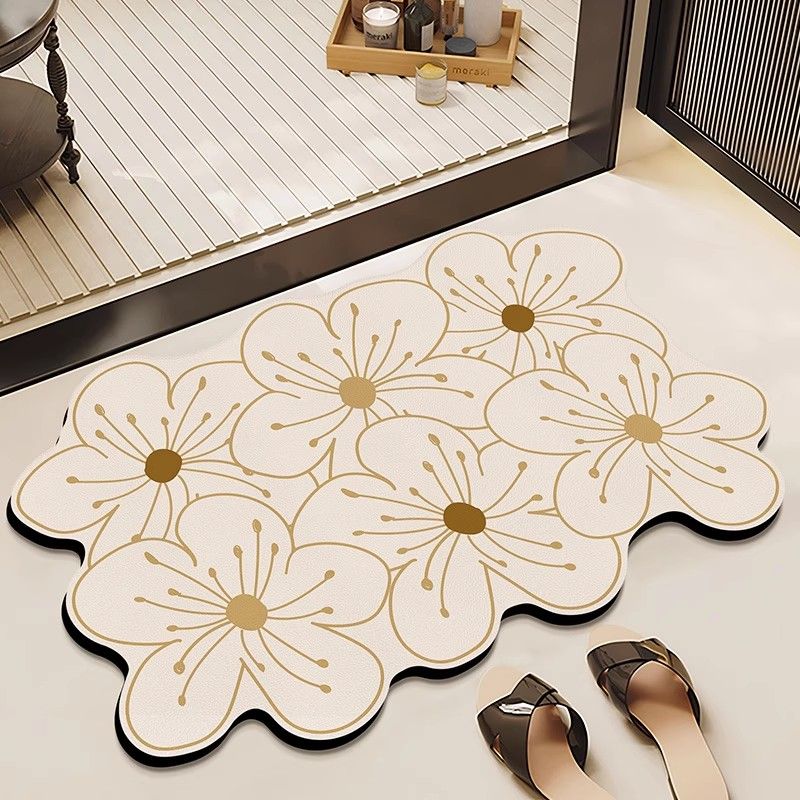 Toilet absorbent floor mat, simple and advanced sense, diatom mud quick-drying foot mat, toilet bathroom door non-slip carpet