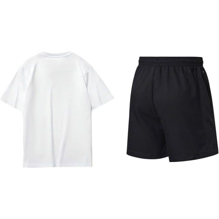 Li Ning Logo Letter Crew Neck Pullover Short Sleeve T-Shirt And Straight Leg Shorts Casual Sports Set Men Sets AHST635-1+AKST633-1