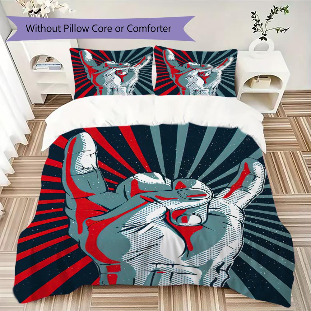 1PC Musical Elements Bedding Quilt Set Quilt Cover Pillowcase Home Decoration Birthday Gift (1 * Duvet Cover + 2 * Pillowcase, Without core)A18