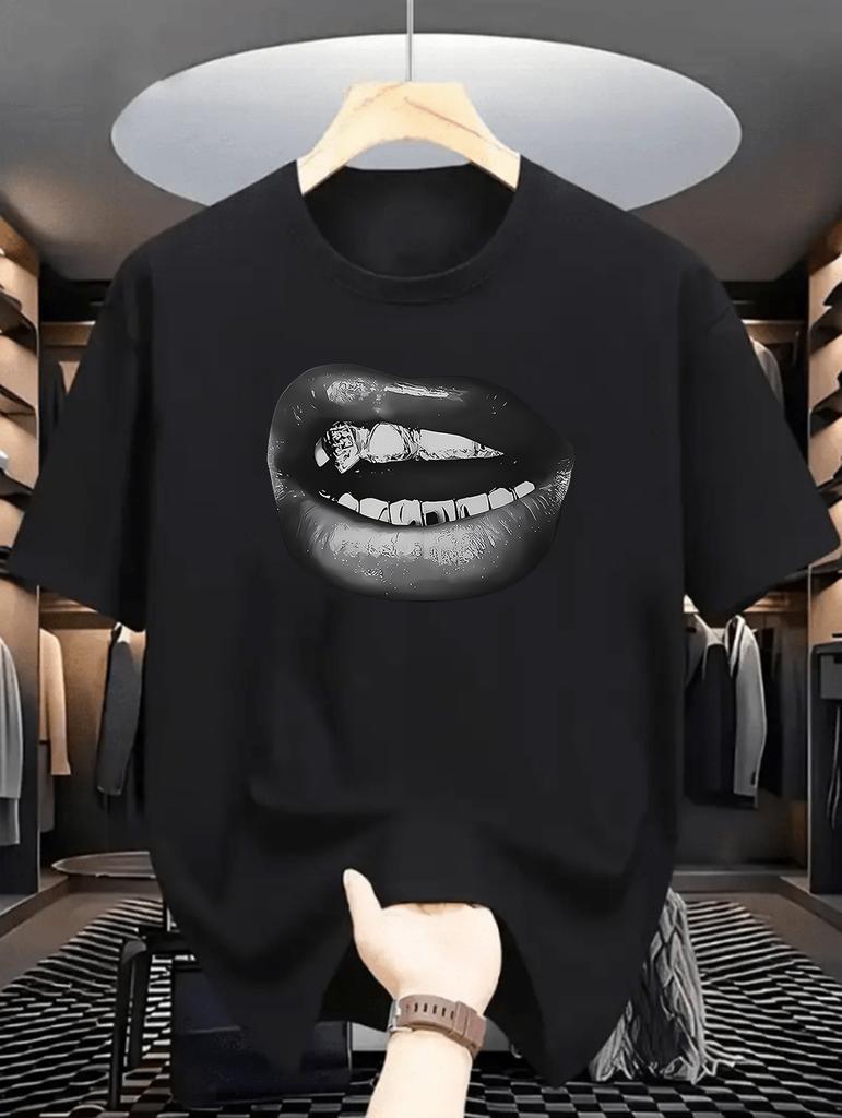 Rosa Glitzer Lippen Grafikdruck T-Shirt Unisex S Kleidung Luxuriöses Make-up T-Shirt Haut Frau Ästhetische Kleidung T-Shirt Großhandel