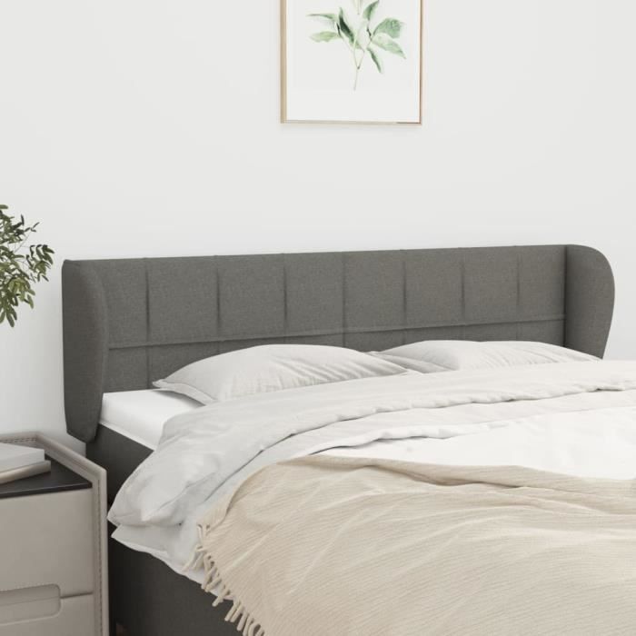 VidaXL Tête de lit avec oreilles Gris foncé 147x23x78-88 cm Tissu3117143