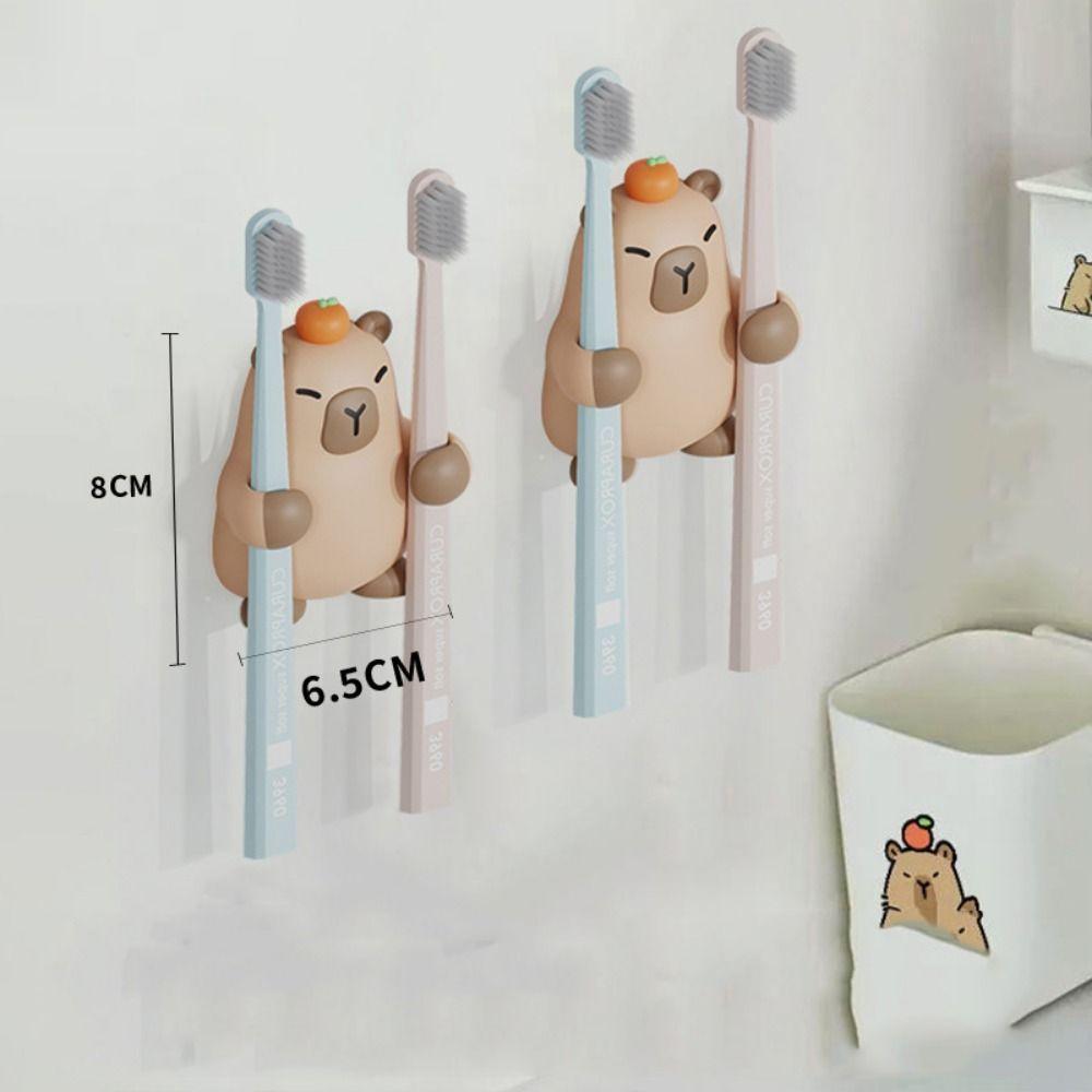 Multi-functional Couple Toothbrush Rack Drain Hole Toothpaste Storage Shelf Bathroom