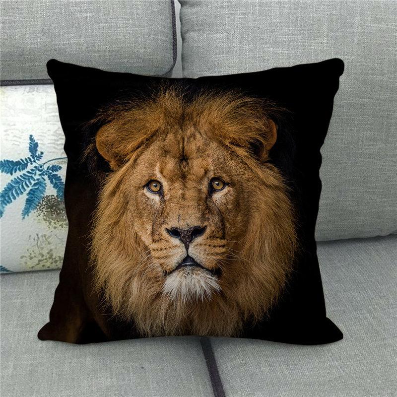 Wild Animals: Lions, Tigers Digital Printing Short Plush Pillow Covers For Car Sofa Office Cushion Cover Home Goods 60X60Cm