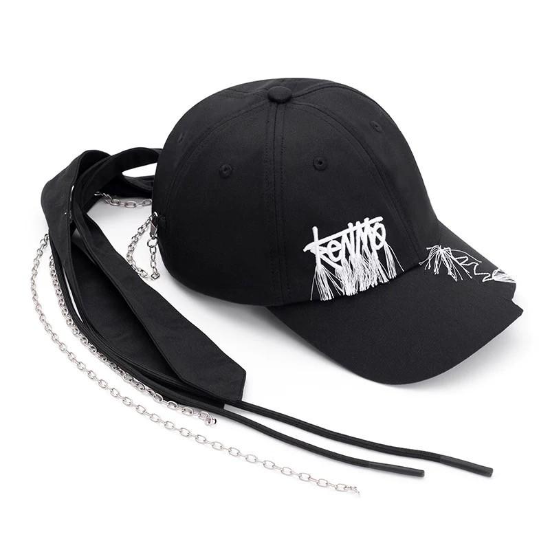 

Embroidery Tassel Hip Hop Punk Baseball Cap Men Women Multifunction Outdoor Casual Techwear Hat Box Packaging Gifts For Men One Size чёрный
