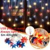 USB Plug-In, Red, White And Blue Three-Color Five-Pointed Star Decorative Lamp LED American Independence Day Light String