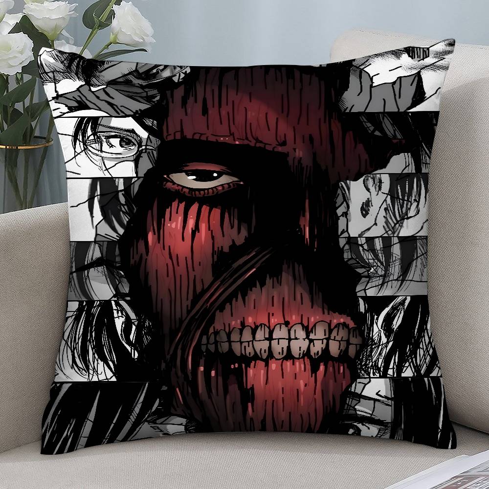 Anime A-Attacks On T-Titans Pillow Case Short Plush Double-sided Print Square Throw Pillow Covers Sofa Home Cushion Decor