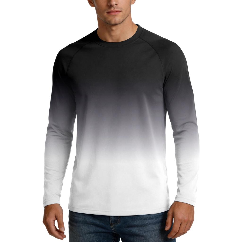Men's UPF50+ Sun Protection Long Sleeve Shirt Stretch Fabric Lightweight Breathable Outdoor Activewear Top