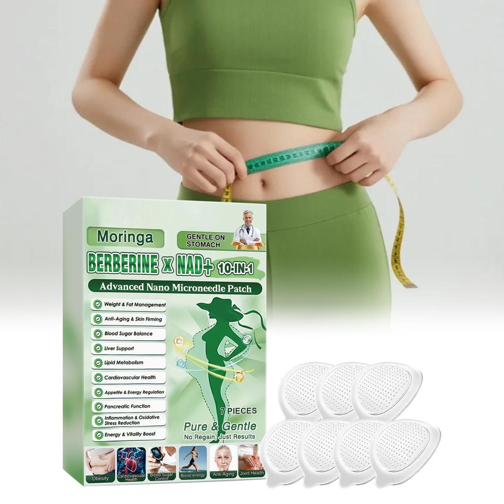 Moringa Berberine × NAD+ 10-in-1 Advanced Nano Microneedle Patch 7pcs - Weight & Fat Management Patches