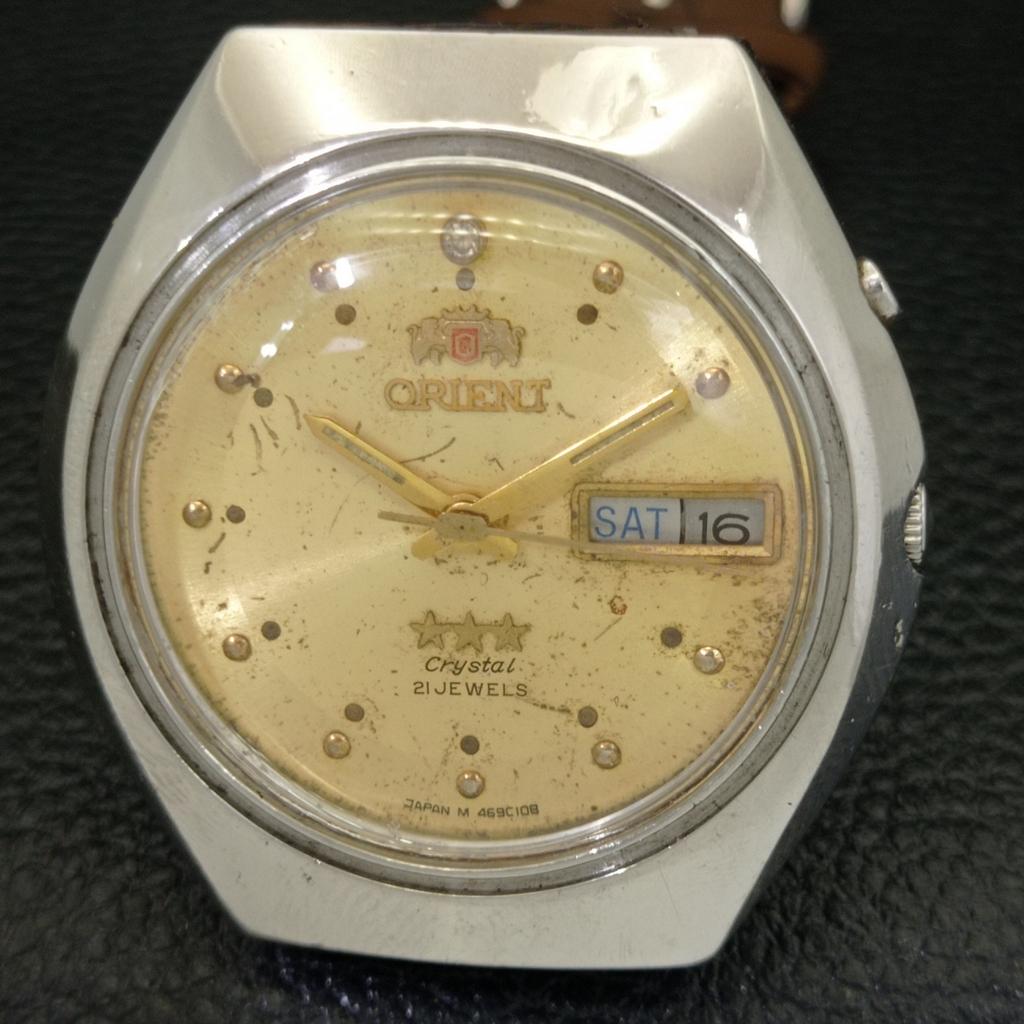 USED JAPAN ORIENT CRYSTAL 46943 AUTOMATIC MENS ORIGINAL DIAL WATCH a432880-2 R113-a432880