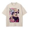 Anime Jujutsu Kaisen T-skjorter Vintage Vasket T-skjorte Harajuku Oversize Bomulls-T-skjorte Bomull Mote Streetwear Unisex Topp