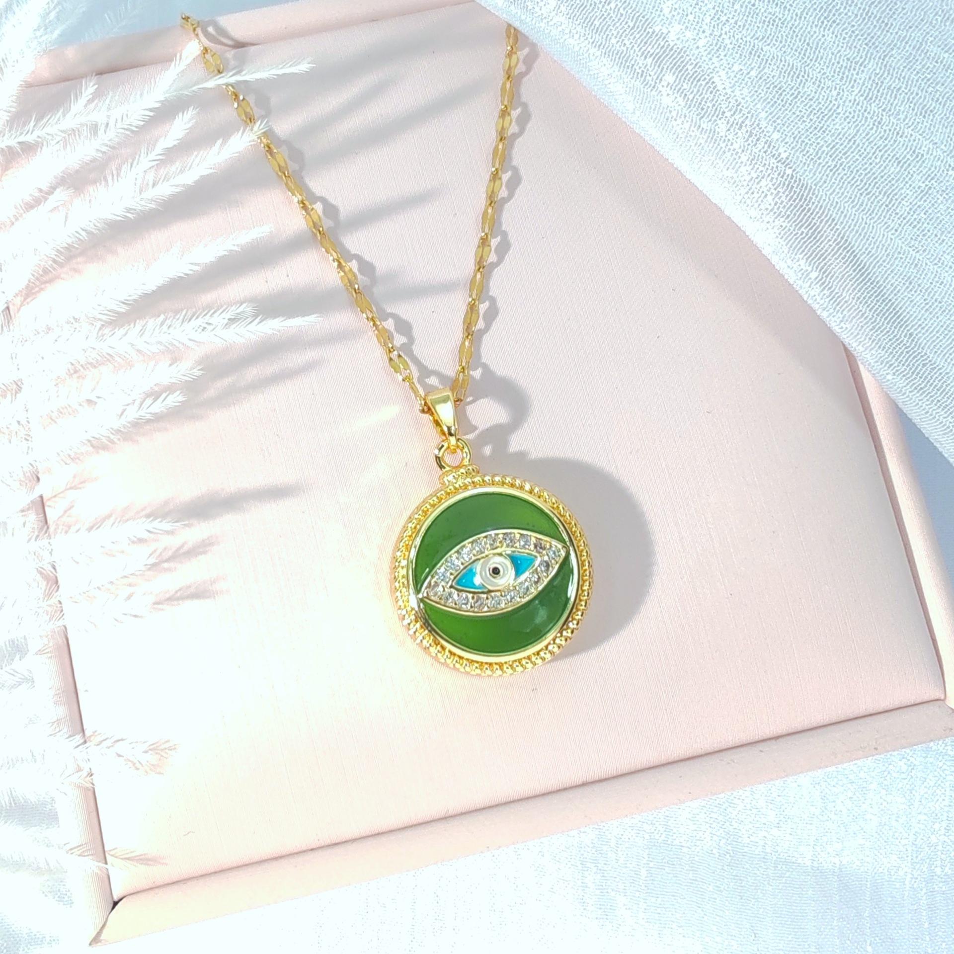 

Devil S Eye Necklace Female Personality Versatile Bohemian Eye Dripping Oil Copper Pendant Accessories