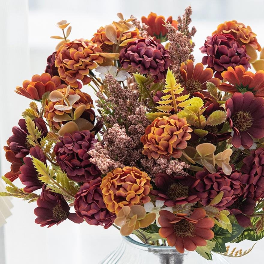 1/4PCS Artificial Flowers Silk Chrysanthemum Bridal Bouquet Wedding Outdoor Garden Home Vase Table Decor Art Wall Gift Accessory