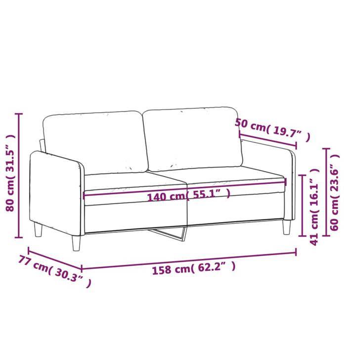 VidaXL Canapé à 2 places Noir 140 cm Tissu 359482