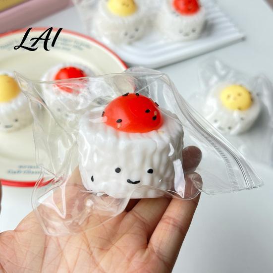 Simulated Rice Ball Toy Yolk Squeeze Toy Smiling Cartoon Dumpling Sensory Stress Relief Slow Rebound Fake Food