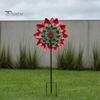 Decorative Backyard Garden Supplies Flower Wind Spinner, 29.5" Metal Spinner with Stake, Outdoor Rust Artistic Yard Decorations for Home Resistant