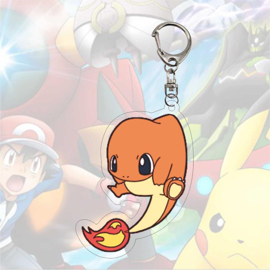 Kawaii  Acrylic Keychains Pikachu Rowlet Mewtwo Gengar Eevee Squirtle Lucario Gyarados Psyduck Keyrings Pendants Figure