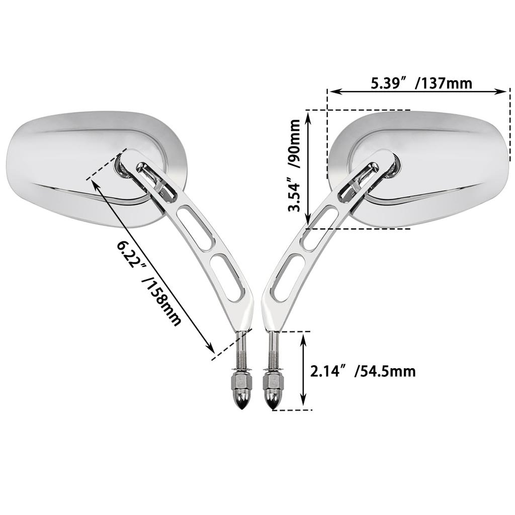FOVPLUE Chrome Oval Fairing Rear Mirror, Motorcycle Mirror Adjustment, Fits Harley Sportster Dyna Bobber Chopper Street Gliden, Fits Most 8mm Thread H