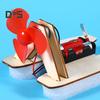 1 Set DIY Wind Powered Boat Model Kit Handmade Wooden Puzzle Hovership Building Crafts Kids STEM Educational Physics Science Experiment Toy