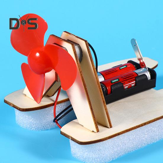 1 Set DIY Wind Powered Boat Model Kit Handmade Wooden Puzzle Hovership Building Crafts Kids STEM Educational Physics Science Experiment Toy
