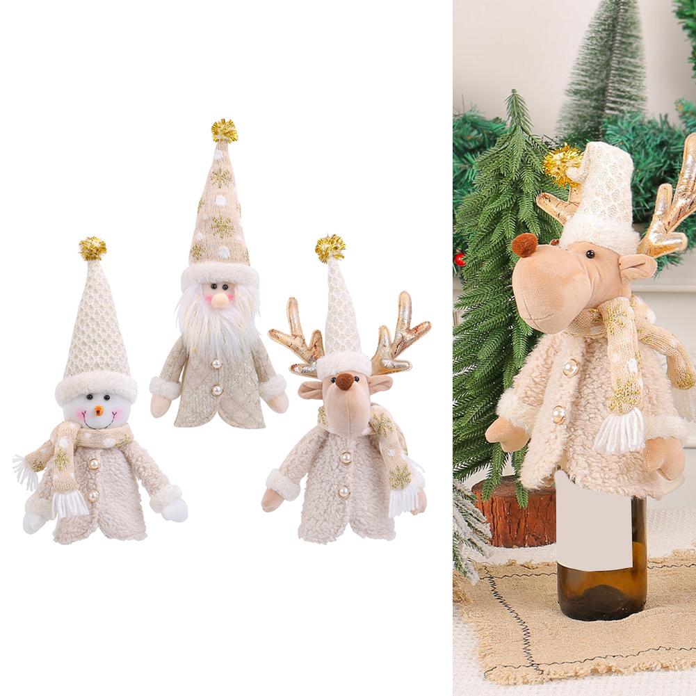 Set of 3 Santa Claus Wine Bottle Covers Reusable For Holiday Sleeves to Add Seasonal Decoration and Festive Ambiance