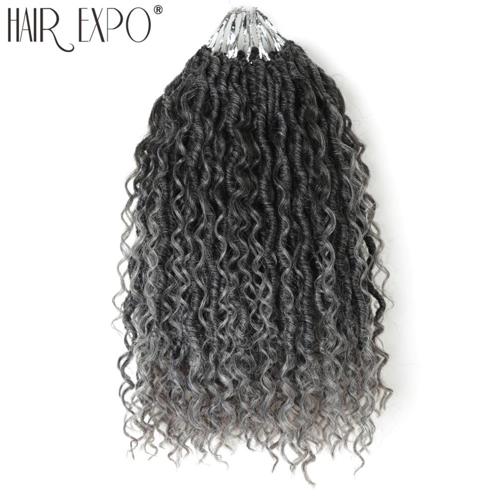 14-26"Goddess Locs Crochet Braids Hair Natural Synthetic Braiding Hair Extension Ombre River Faux Locs With Curly Hair Expo City