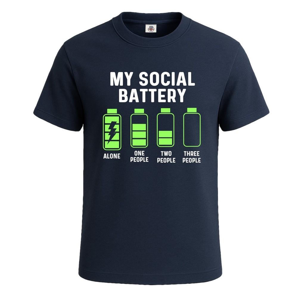 My Social Battery Alone Sarcasm Joke Mens T Shirt Funny Novelty Party Gift Top
