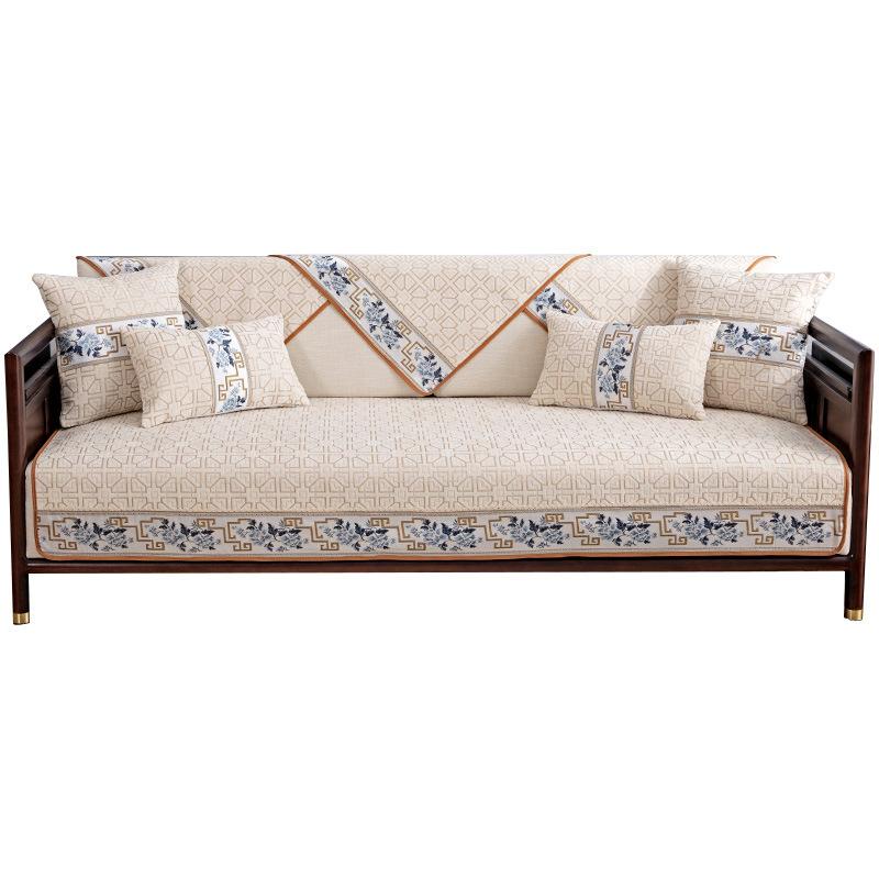 Solid Wood Sofa Cushion Chinese New Chinese High-End Non-Slip Cushion Backrest Towel Cover Cloth Four Seasons Universal Sofa Cushion Cover