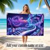 Music Piano Theme Beach Towel Personalized Custom Name & Text Soft Quick Dry Beach Towel for Swimming Travel