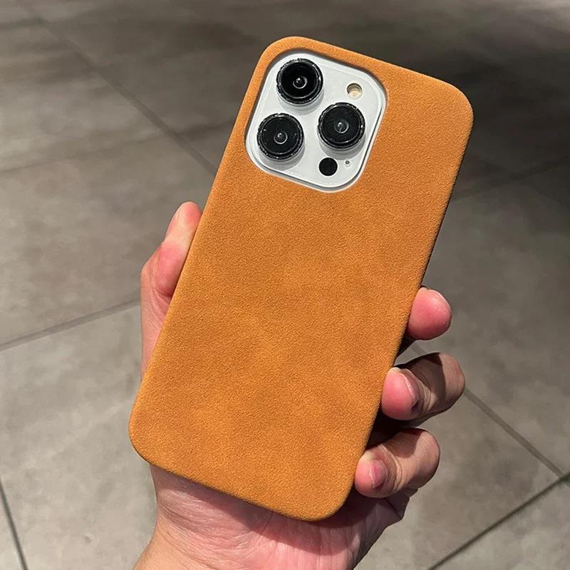 Luxus-Wildleder-Leder-Handyhülle für iPhone 16 15 Pro Max Plus 14 13 12 11 Hüllen Matte Silikon Weiche Stoßfeste Abdeckung Mode