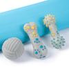 Squeaky Dog Toy Rubber Textured Barbell Bone Ball Dog Chew Toy Teeth Cleaning Toy for Aggressive Chewers Interactive Fetch Play