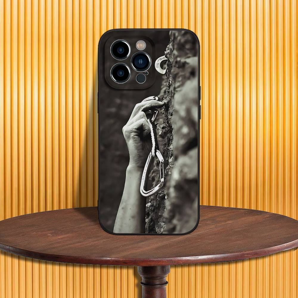 Rock Climbing Wall Phone Case For iPhone 17,16,15,14,13,12,11,Pro,Max,Plus,X,XS,SE4,E,Mini,Soft Black Case