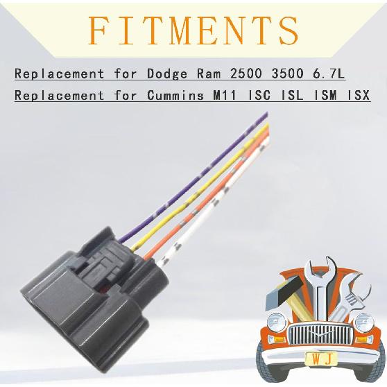 

Pack of 1PCS MAP Air Intake Pressure Sensor Connector Plug Wire Harness Repair 4PIN Replacement for Dodge Ram 2500 3500 6.7L Cummins M11 ISC ISL ISM