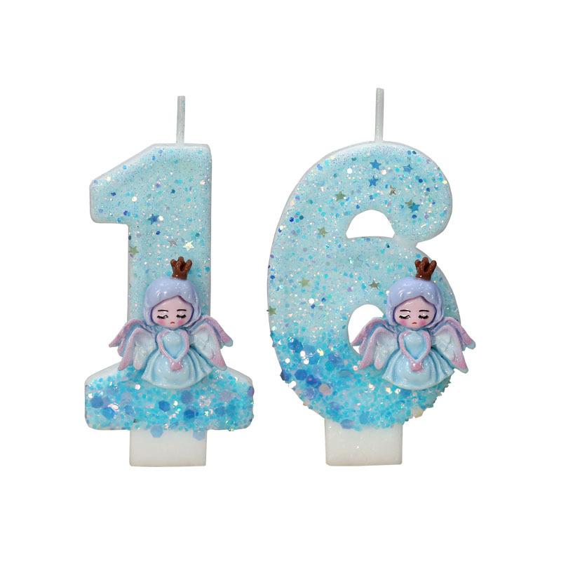 Princess Frozen Birthday Candles 0-9 Number Glitter Cake Candle Kids Girls Birthday Party Cake Topper Decoration Supplies