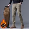 Utumn and Winter Fleece Men's Corduroy Casual Pants Chenille Thick Stretch Business Trousers Mid-rise Thermal Pants
