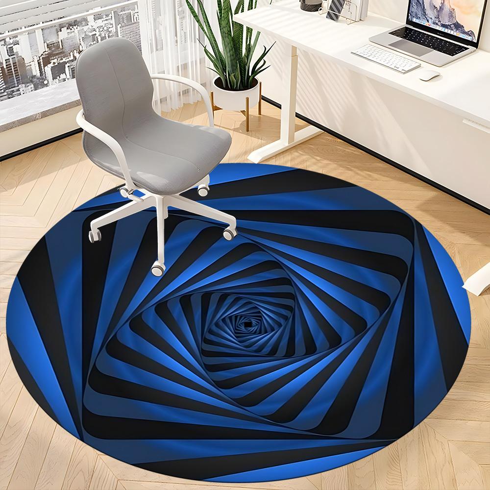 1pc Blue Spiral Tunnel Chair Carpet for Office Non-Slip, Machine Washable Rug for Office - Holiday DecorMachine Made Yy251029112
