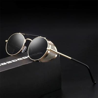 Retro Steampunk Sonnenbrille Windschutzscheibe Persönlichkeit Metallrahmen Runde Farbfilm Reflektierende Coole Linse Brille