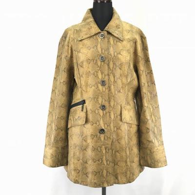 LAMANDORA / Embossed Genuine Leather Coat / Outerwear [Women's F / Brown Tone] Pigskin / Dual Front Pockets(USED)