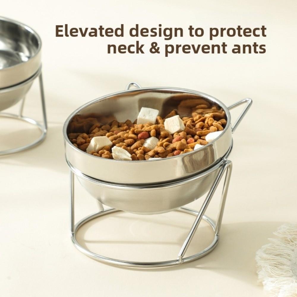 Fall-Resistant Cat Bowl With Stand Stainless Steel Stainless Steel Cat Bowl Pet Water Bowl For Pet