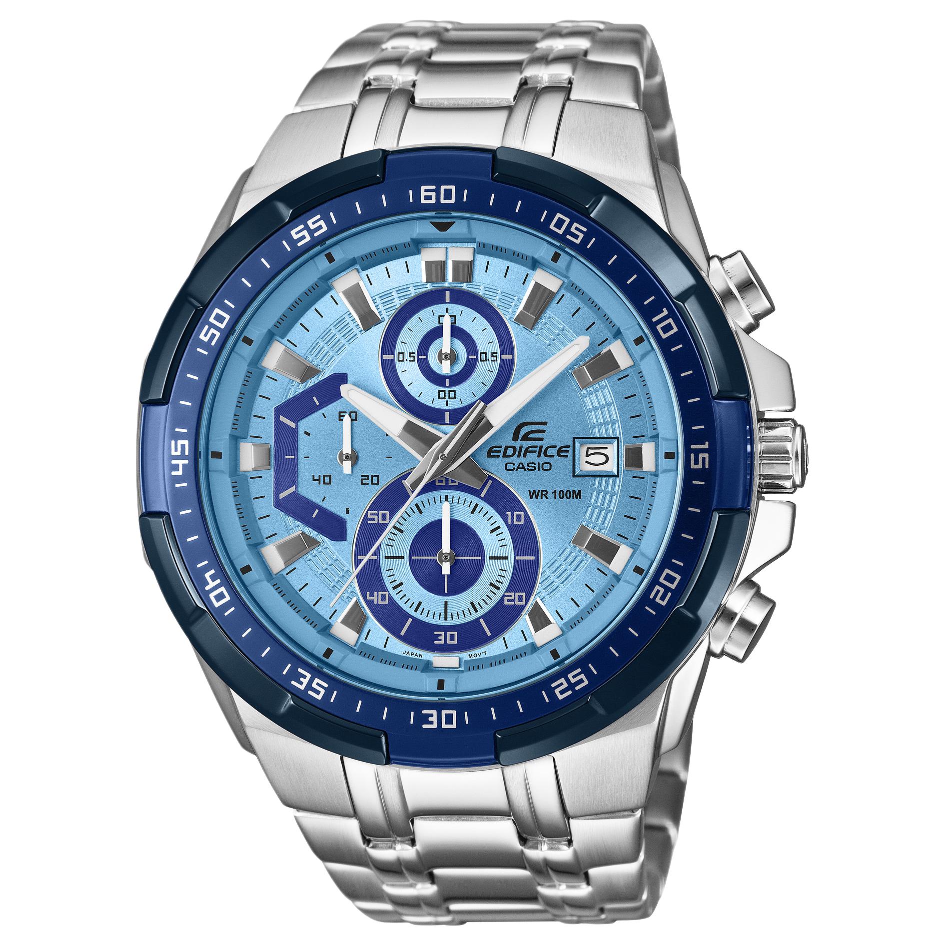 

CASIO G SHOCK 100m Water Resistant Quartz Movement Stainless Steel Strap Watch Unisex Blue Dial EFR-539DE-2AV Blue Dial