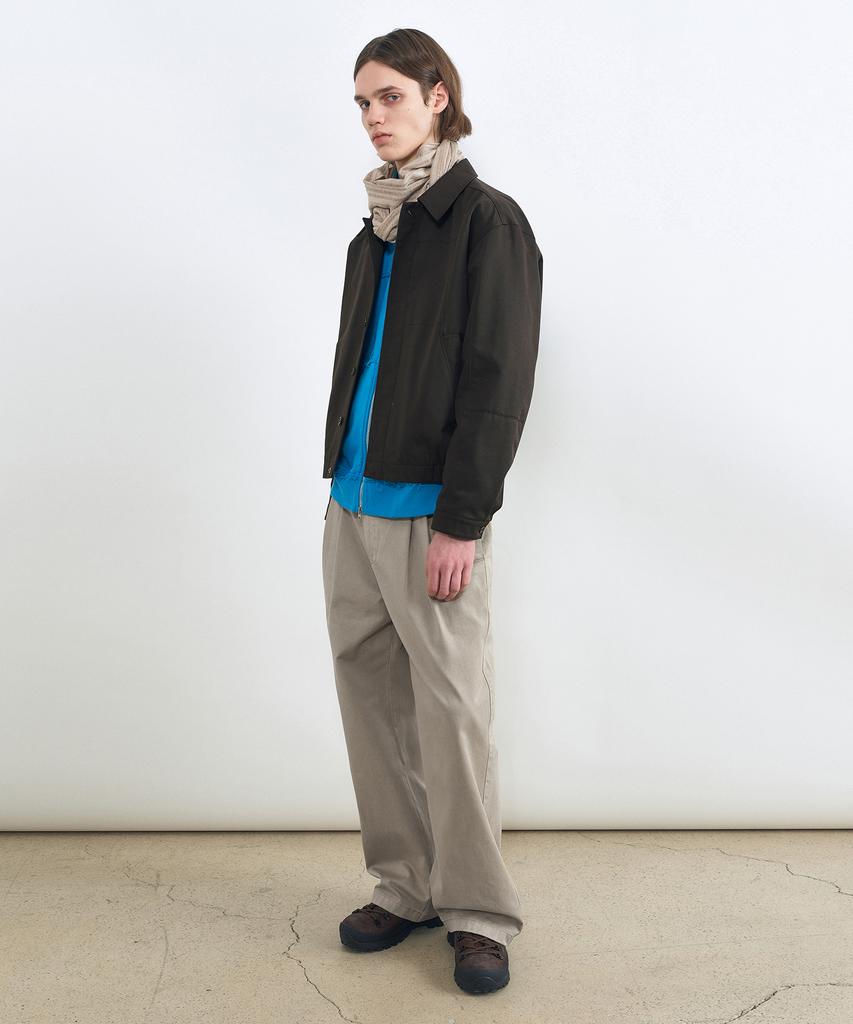 INSILENCE Garment Dyed Double-Pleat Wide Pants Beige