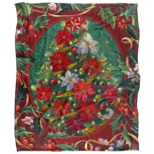 JQ Licensing Spirit of Christmas Silky Poinsettia Supersoft Blanket
