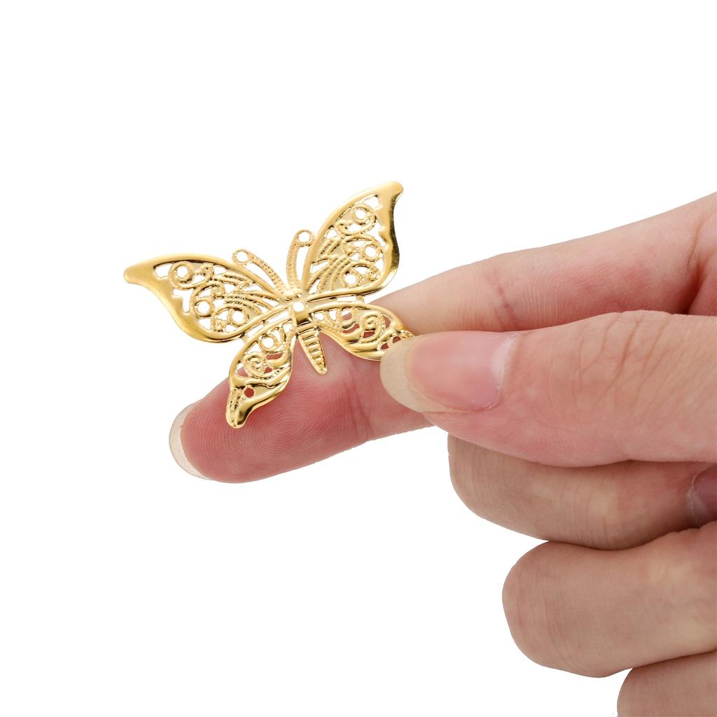 30Pcs/lot Metal Butterfly Embellishments Charms Necklace Filigree Wraps Pendant Earring Connectors For DIY Jewelry Making Tools