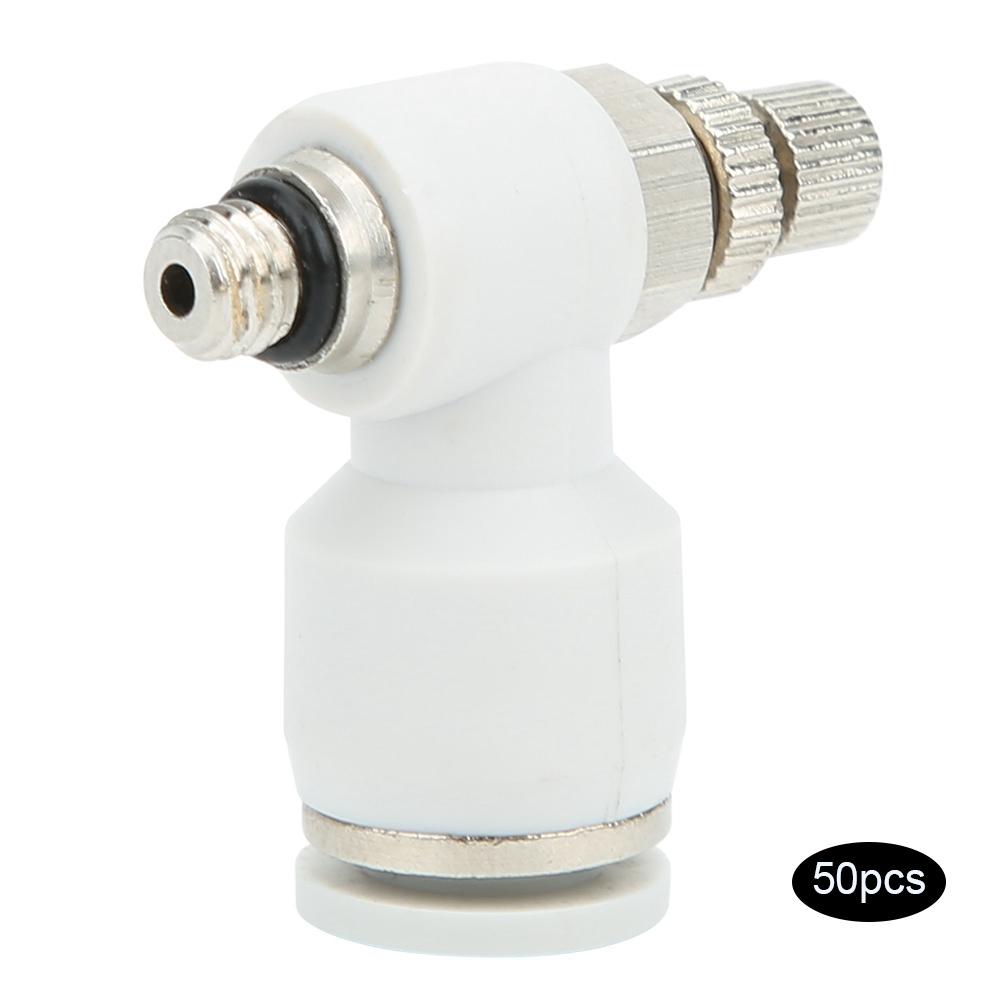 50Pcs Air Flow Control Valve Pneumatic White Adjustment Durable Quick Connector SL6‑M5