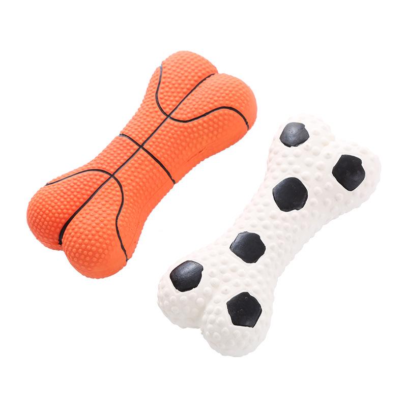 Durable Latex Dog Toy Set - Basketball  Football  Bone - Chew-Resistant & Sound-Relieving - Pet Supplies