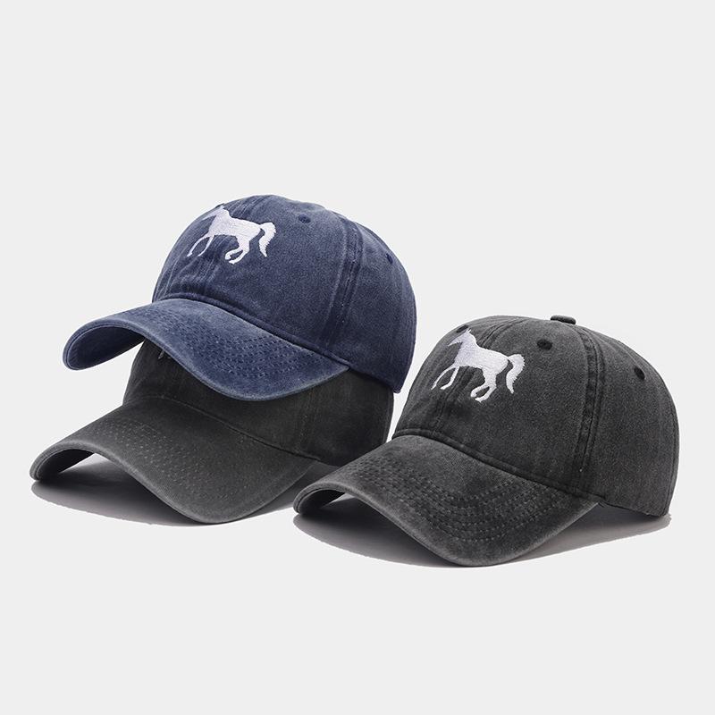 New Horse Embroidered Baseball Cap Women's Tide Casual Versatile Cap Men's Outdoor Sports Sun Hat