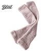 Warm Leg Sleeves for Sleeping Coral Fleece Warmers Women Thickened Winter Thermal Knee High Indoor Cold Weather Socks Striped/Solid Color,