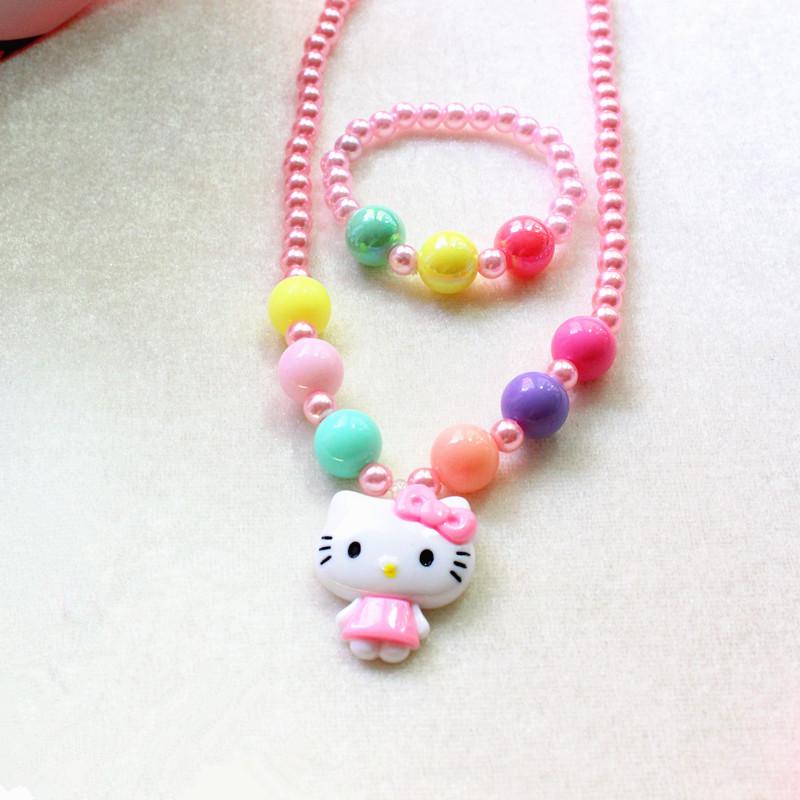 Korean Girls' Hair Accessory Set: Cute Pearl Necklace & Bracelet - Perfect for Holidays & Back-to-School Gifts.